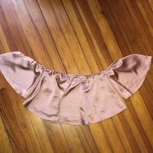 Pink silky off the shoulder top